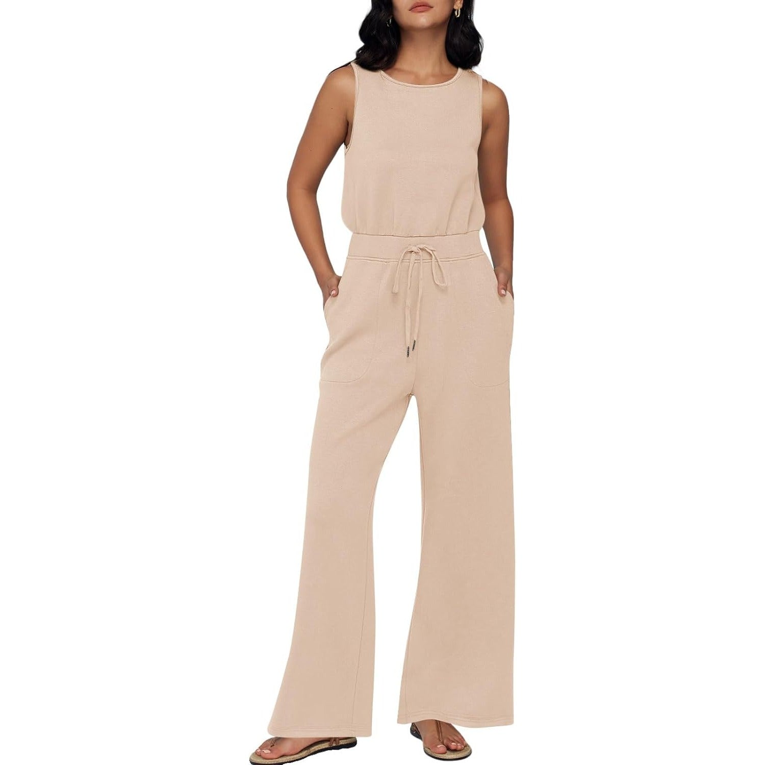 Womens Jumpsuits Dressy Summer Outfits Casual Sleeveless Wide Leg Long Pants Rompers Fashion Clothes 2024